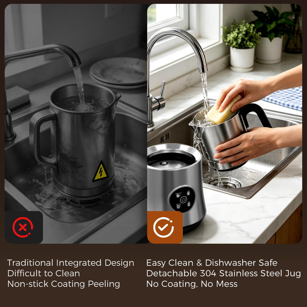 4-in-1 Electric Milk Frother and Steamer with Stainless Steel Jug E413