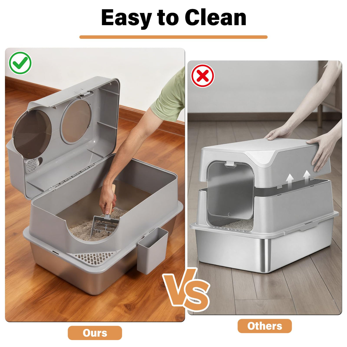 XL Stainless Steel Enclosed Cat Litter Box with Lid O623602