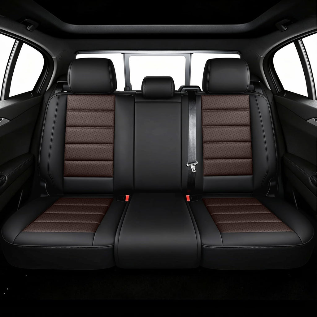 Full Set Car Seat Covers, Waterproof Seat Protectors, Standard 5 Seats, Black & Coffee V7663