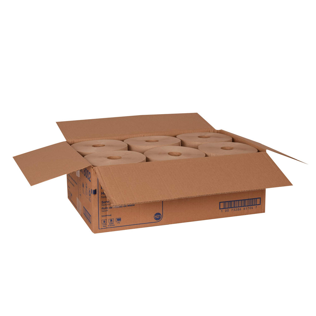 Natural Paper Hand Towel Roll, 6 Rolls x 800 Ft X7666