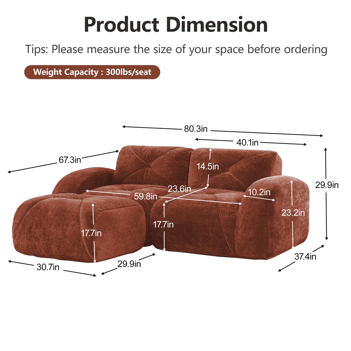 L-Shaped Velvet Sofa with Ottoman K83716