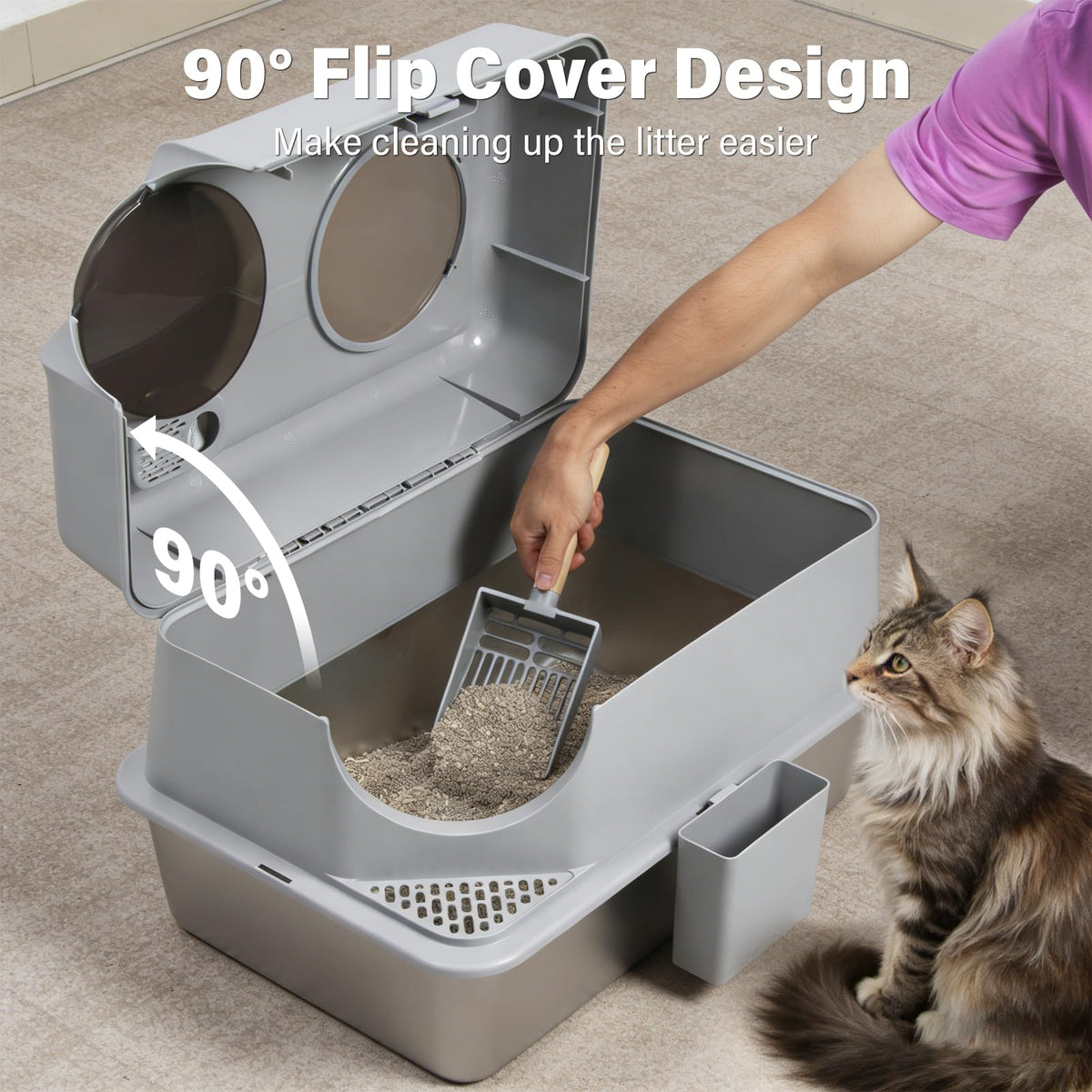 XL Stainless Steel Enclosed Cat Litter Box with Lid O623602