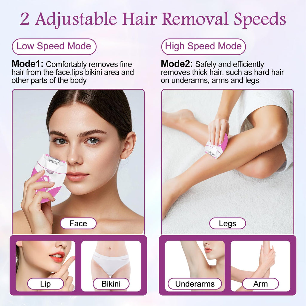 Rechargeable Cordless Electric Epilator with 2 Speed & LED Light Y127039