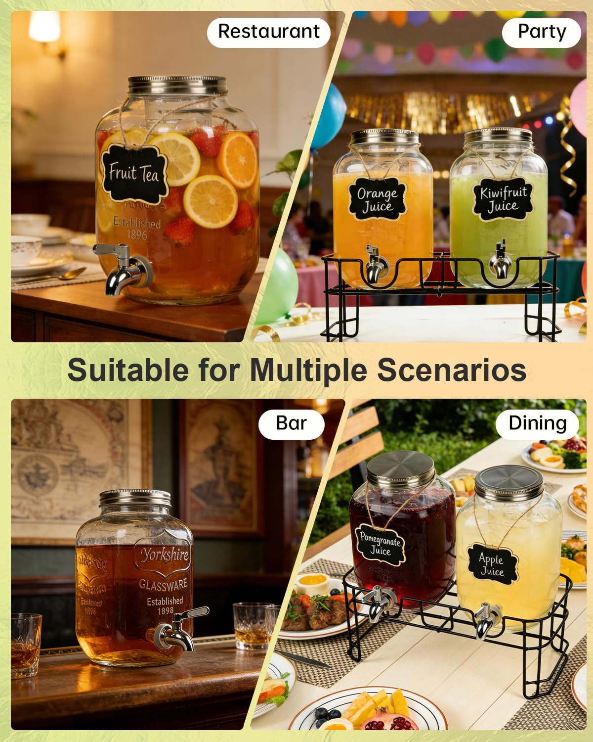 Glass Drink Dispenser with Stand J80554