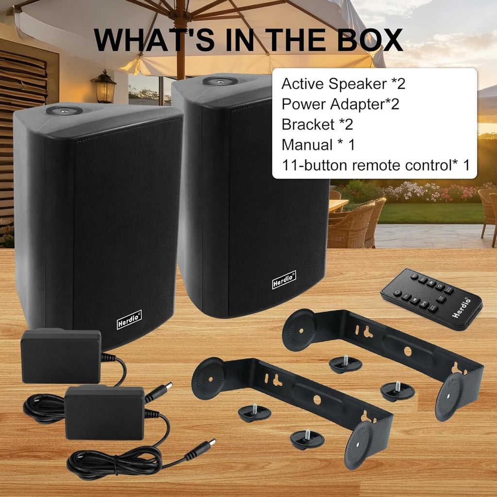 5.25" 300W Bluetooth Outdoor Speakers IPX5 Waterproof Black 2-Pack L605