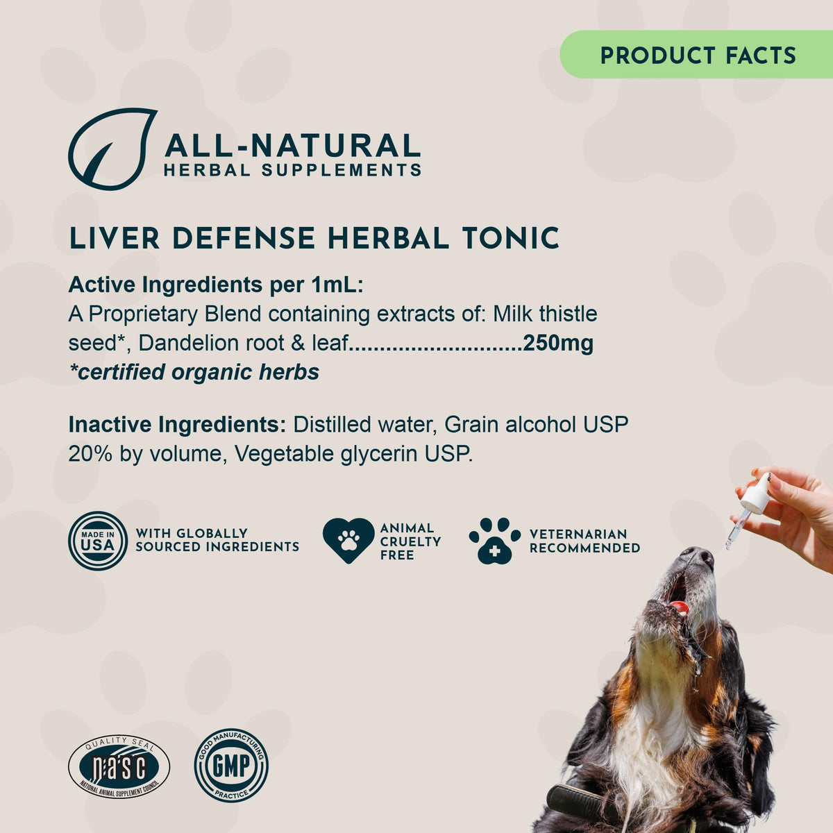 Liquid Liver Support Supplement for Dogs & Cats 2 Fl Oz M3161