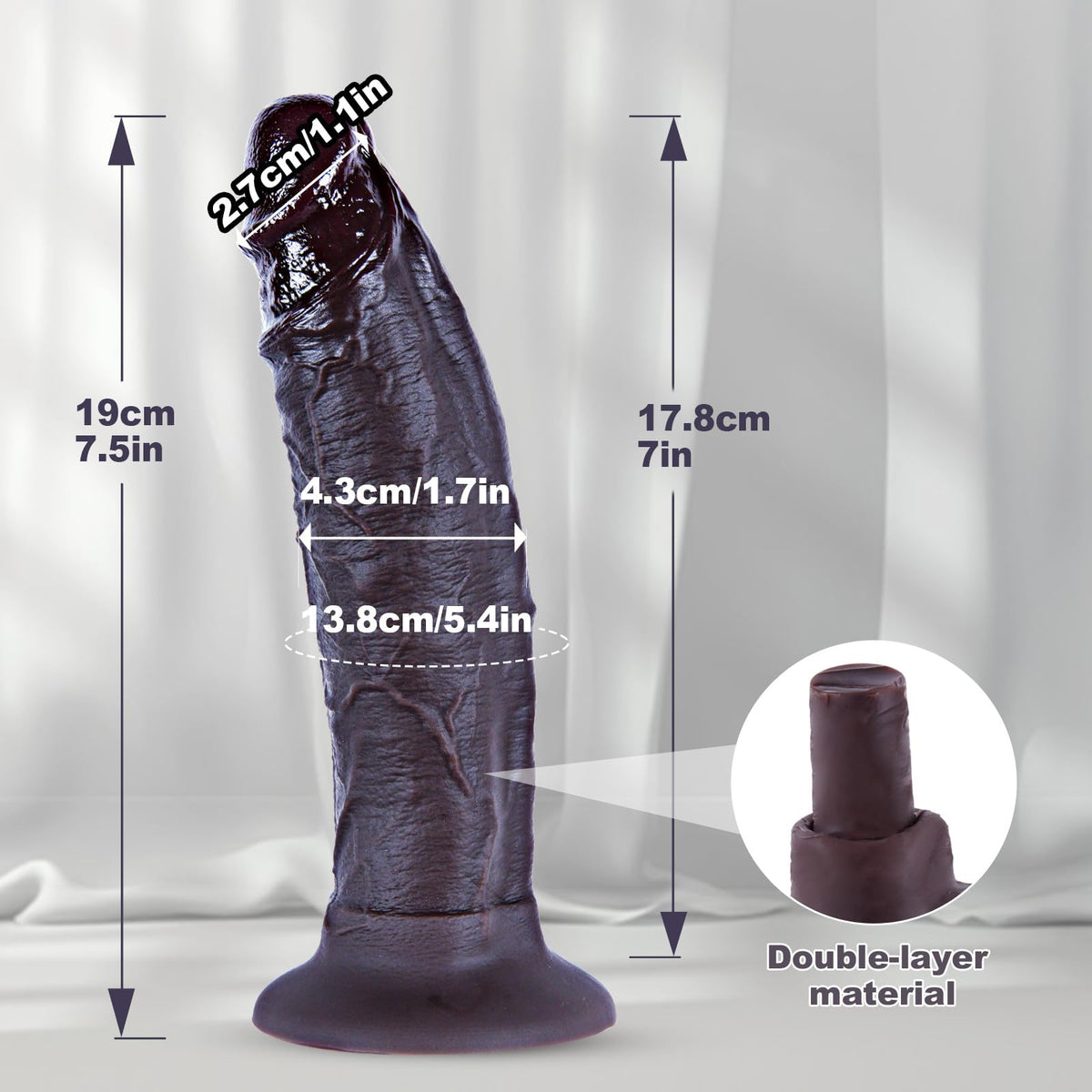 7 Inch Dual Density Silicone Dildo with Suction Cup O5525