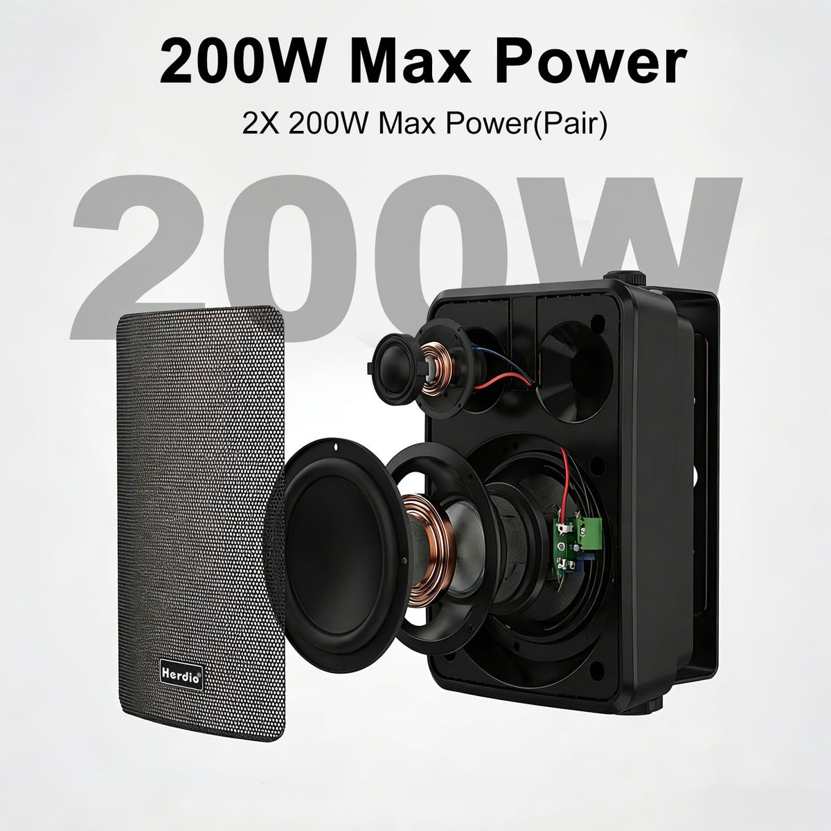 5.25" 300W Bluetooth Outdoor Speakers IPX5 Waterproof Black 2-Pack L605