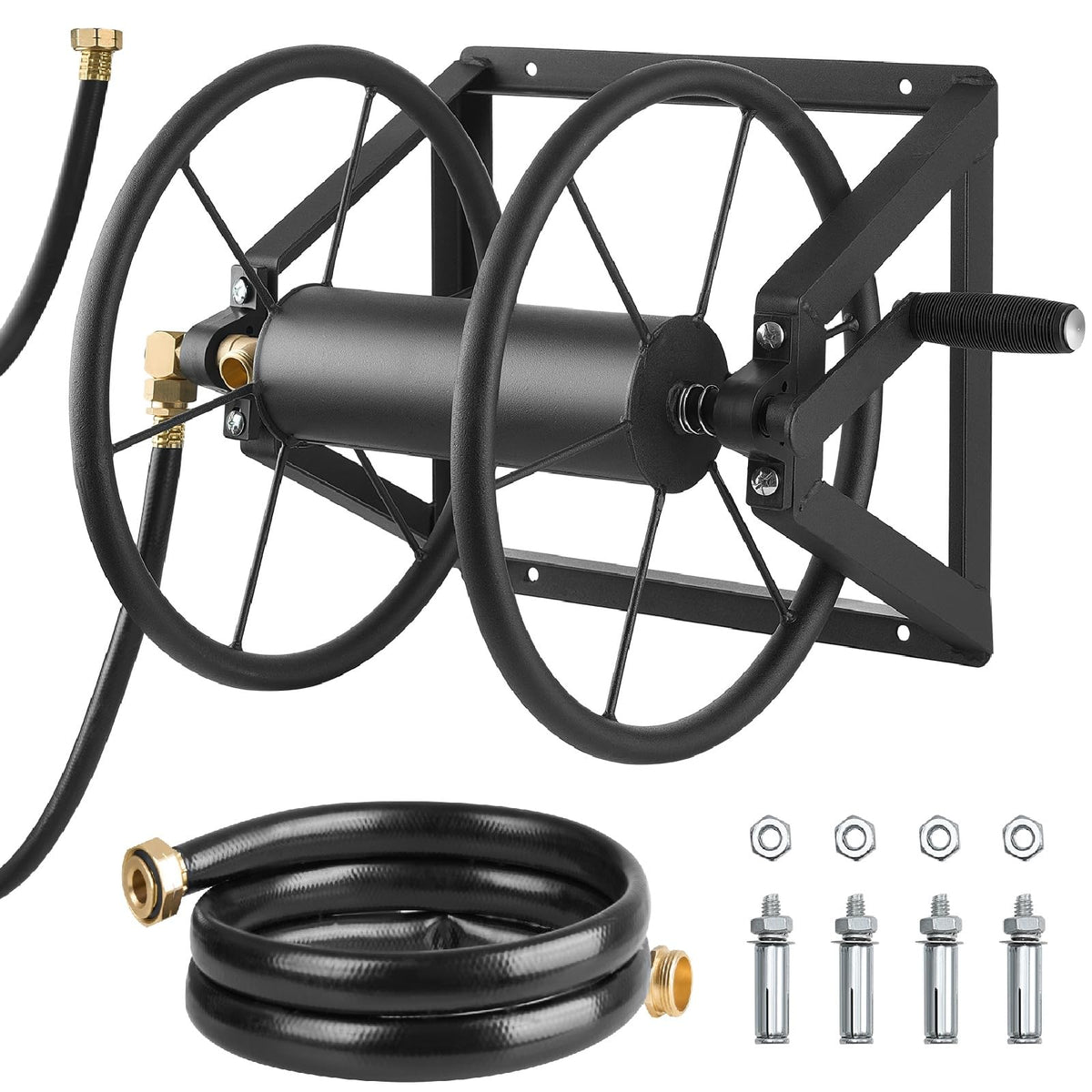 Wall Mounted Garden Hose Reel, Holds 200 ft 5/8-inch, Heavy-Duty Steel H8120
