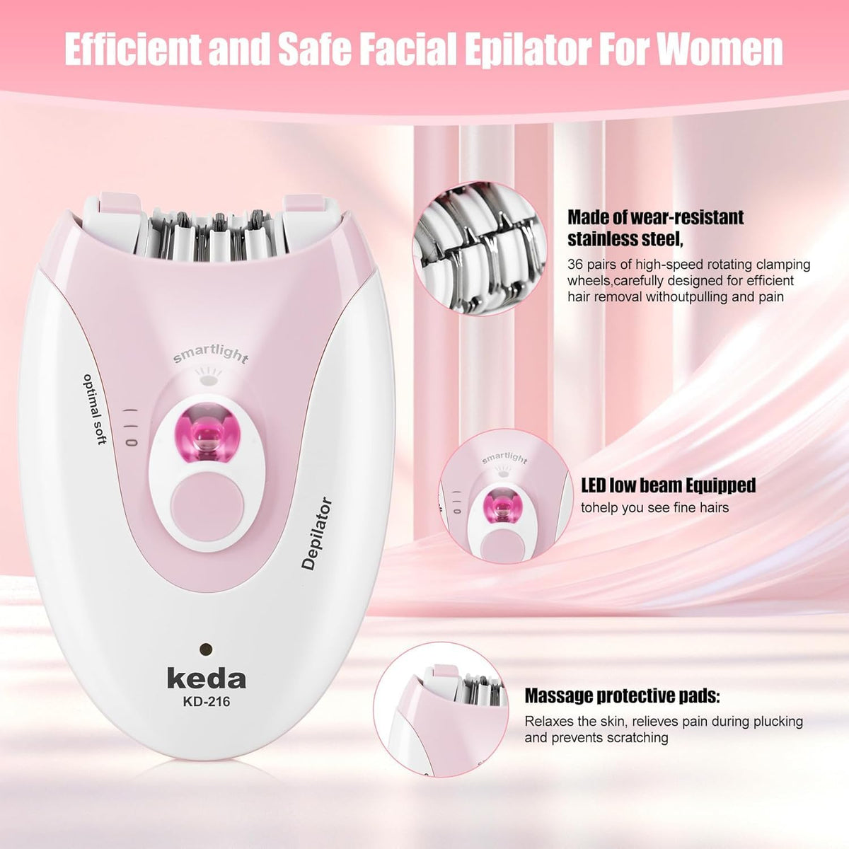Rechargeable Epilator with LED Light W4811