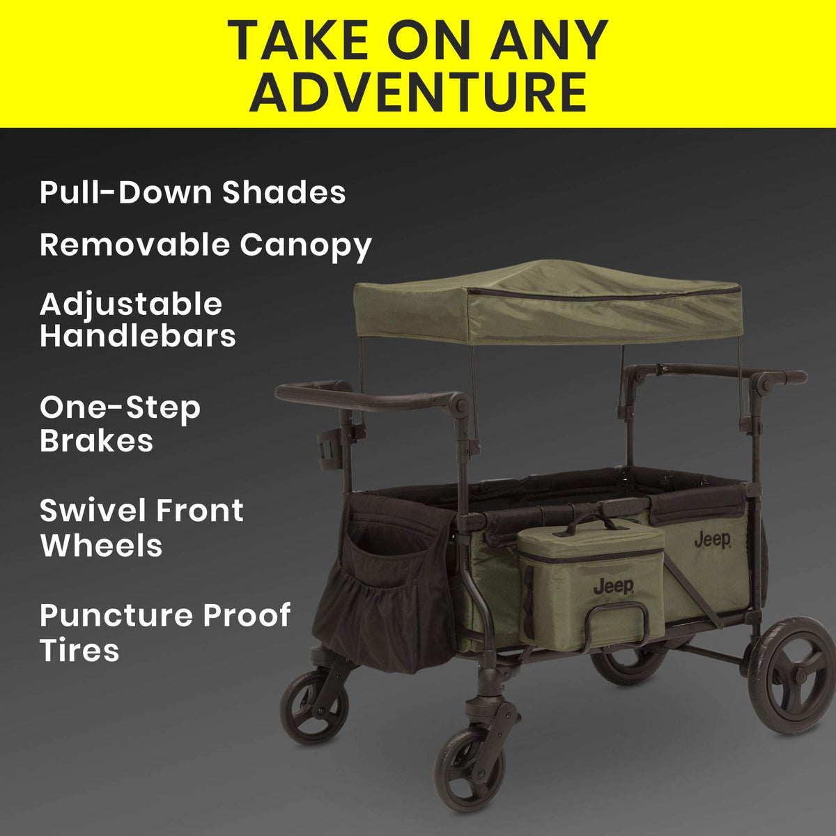Black/Green Stroller Wagon with Cooler Bag B5427