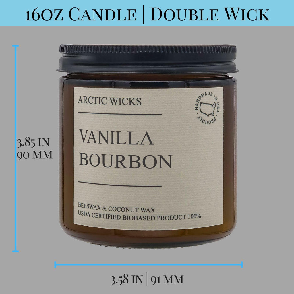 Vanilla Bourbon 16oz Double Wick Coconut Beeswax Candle B8883