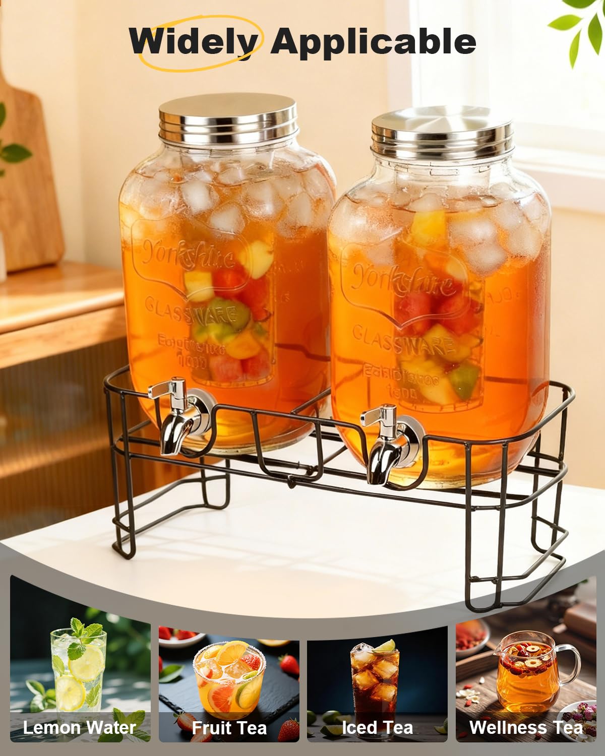Glass Drink Dispenser with Stand J80554