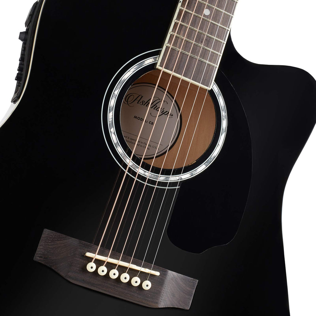 Black Cutaway Thinline Acoustic-Electric Guitar X669