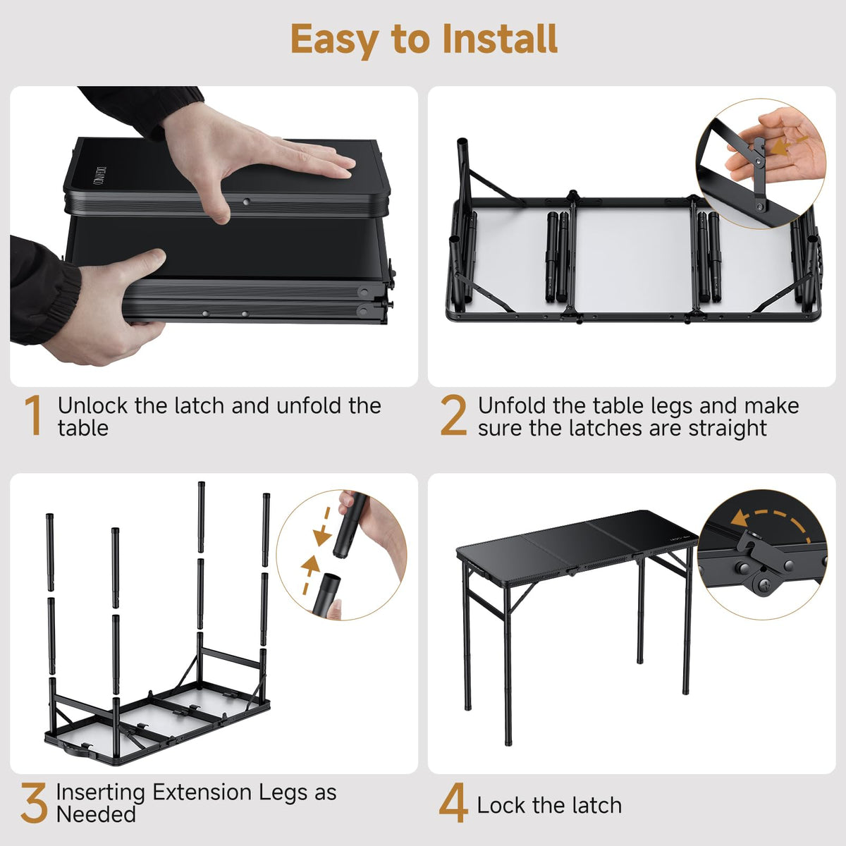 Folding Camping Table 3 Adjustable Height F38941