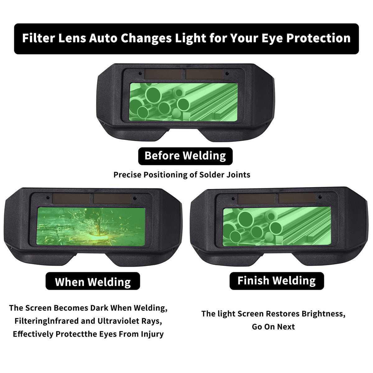 Auto-Darkening LCD Welding Glasses J6958