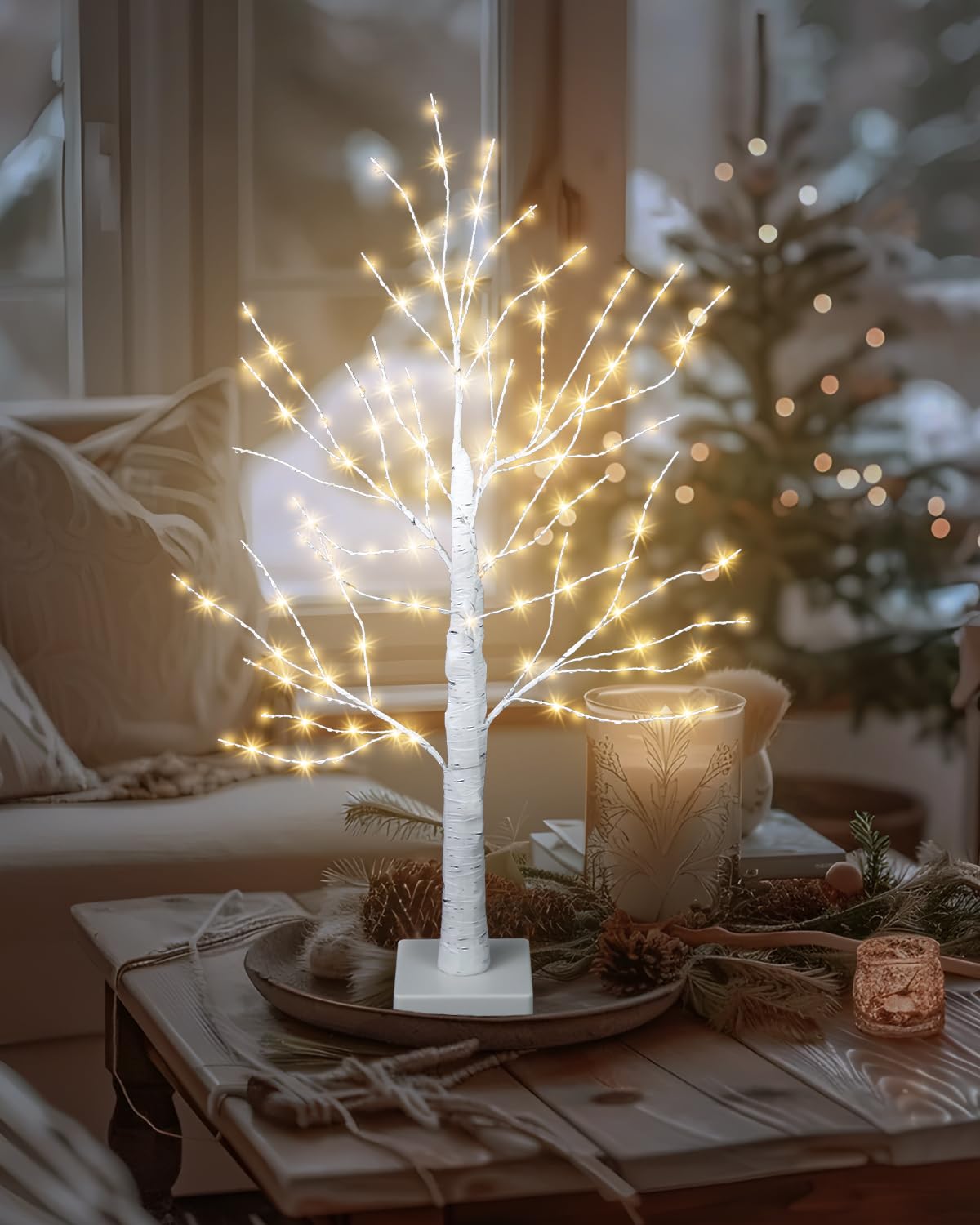 24 Inch Artificial Lighted Birch Tree with 144 LED Lights Z988744