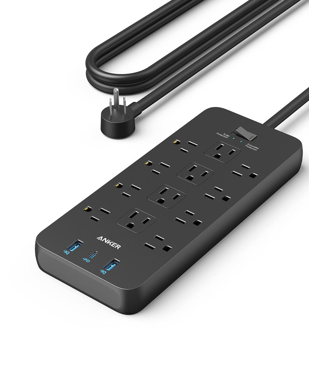 Power Strip with Surge Protector, Outlet Extender, 20W, 12 AC G69346