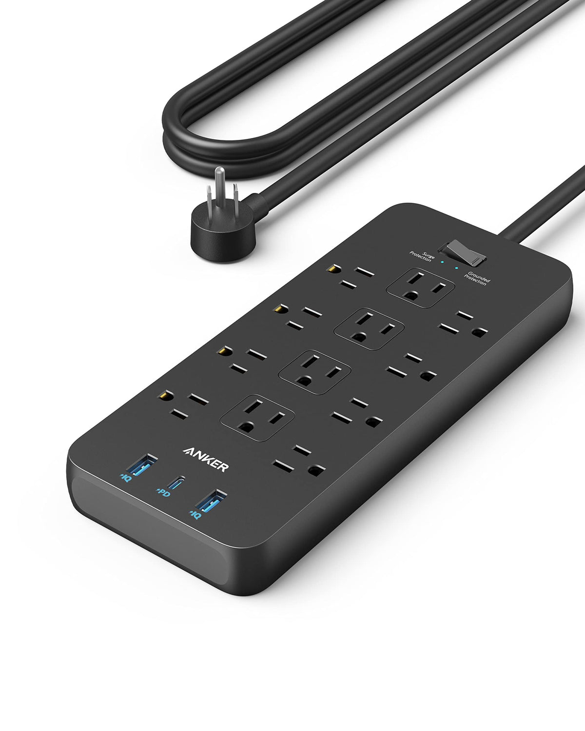 Power Strip with Surge Protector, Outlet Extender, 20W, 12 AC G69346