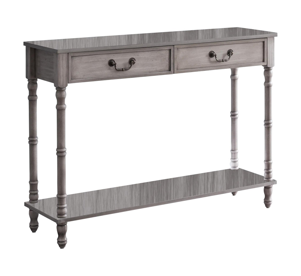 Washed Oak Wood Console Table with 2 Drawers T886