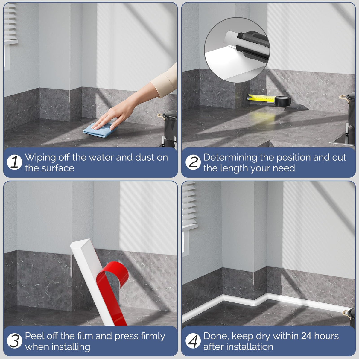 Quarter Round Molding Peel and Stick Baseboard Trim A95938