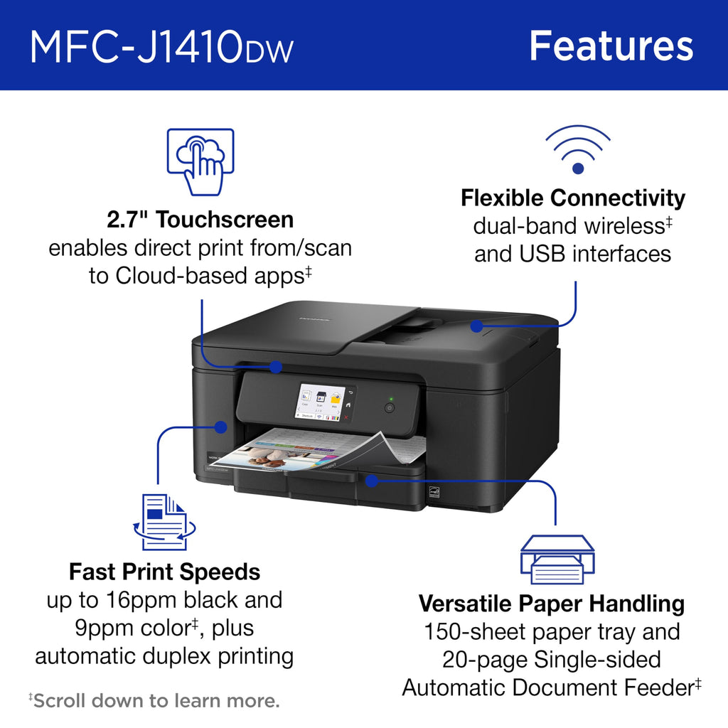 Wireless Color Inkjet All-in-One Printer with Touchscreen and Automatic Duplex Printing V53094