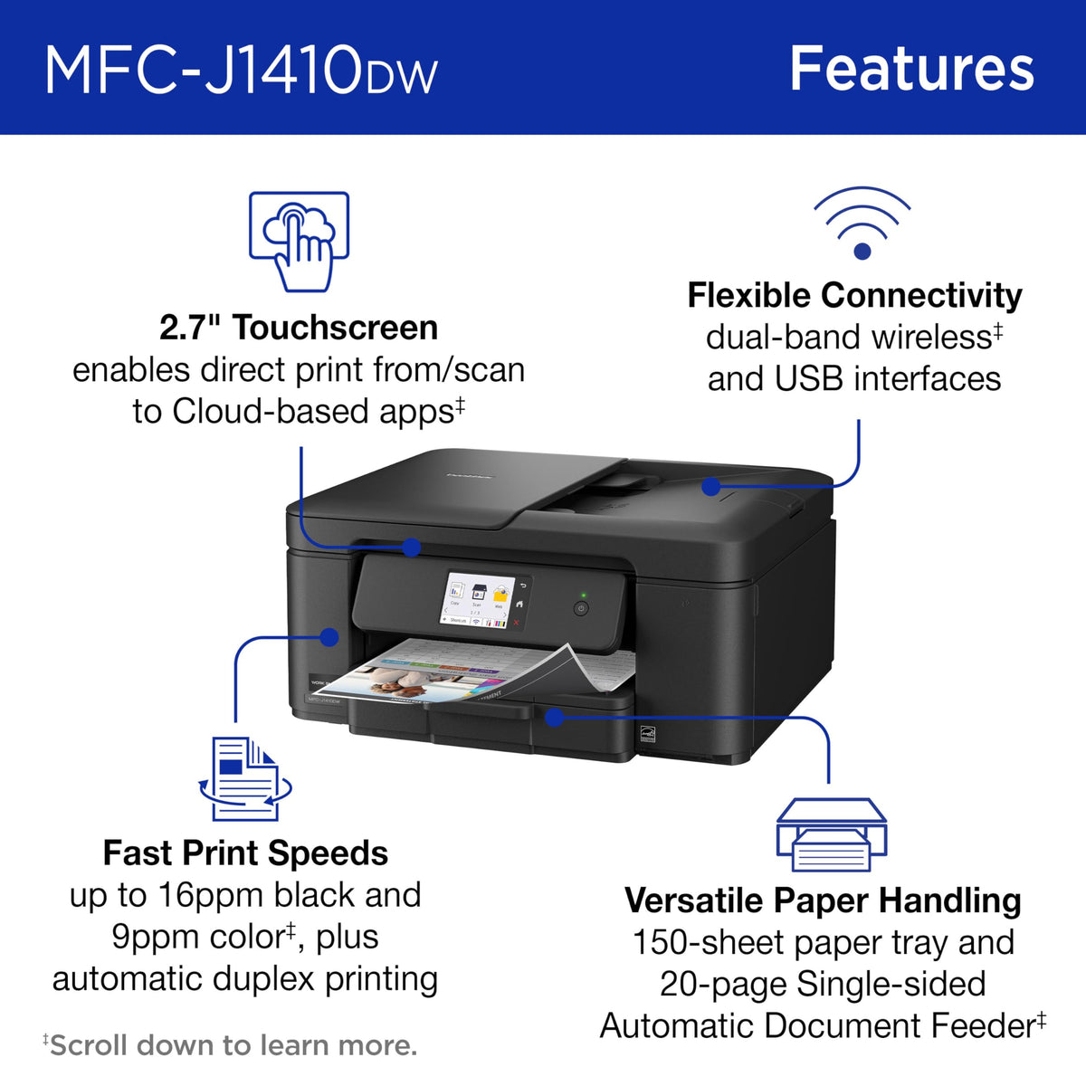 Wireless Color Inkjet All-in-One Printer with Touchscreen and Automatic Duplex Printing V53094