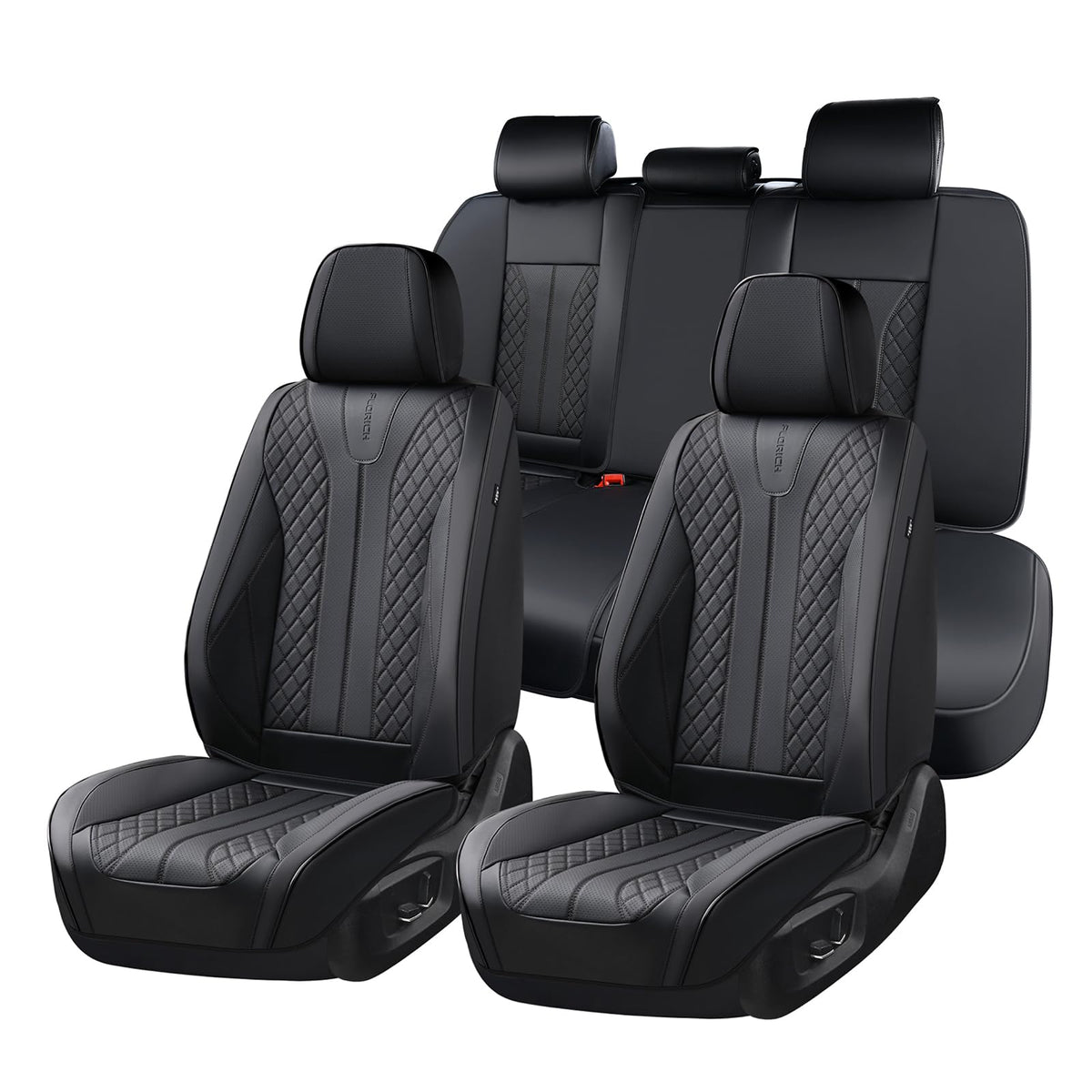 Black Leather Full Set Waterproof Car Seat Covers S1736