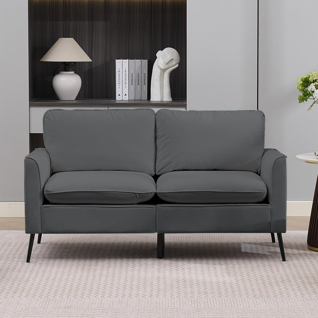Light Gray Leather Upholstered Sofa Loveseat Two-Pack Q308735