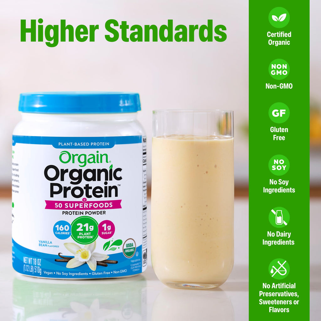Organic Vegan 21g Protein Superfoods Powder Vanilla Bean 1.12lb C19581