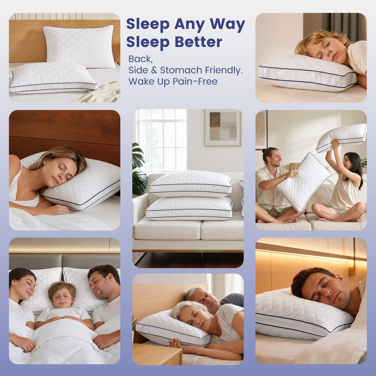 Shredded Memory Foam Pillows King Size Set of 2 H30420