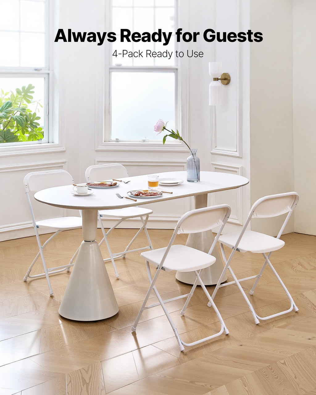 4 Pack Folding Plastic Chairs with Metal Frame S86184