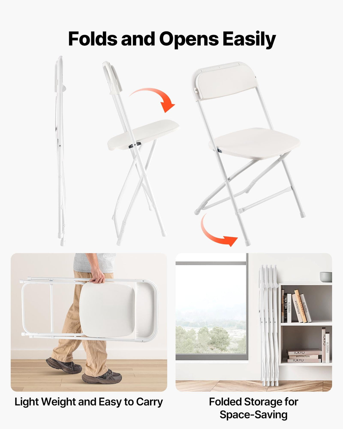 4 Pack Folding Plastic Chairs with Metal Frame S86184