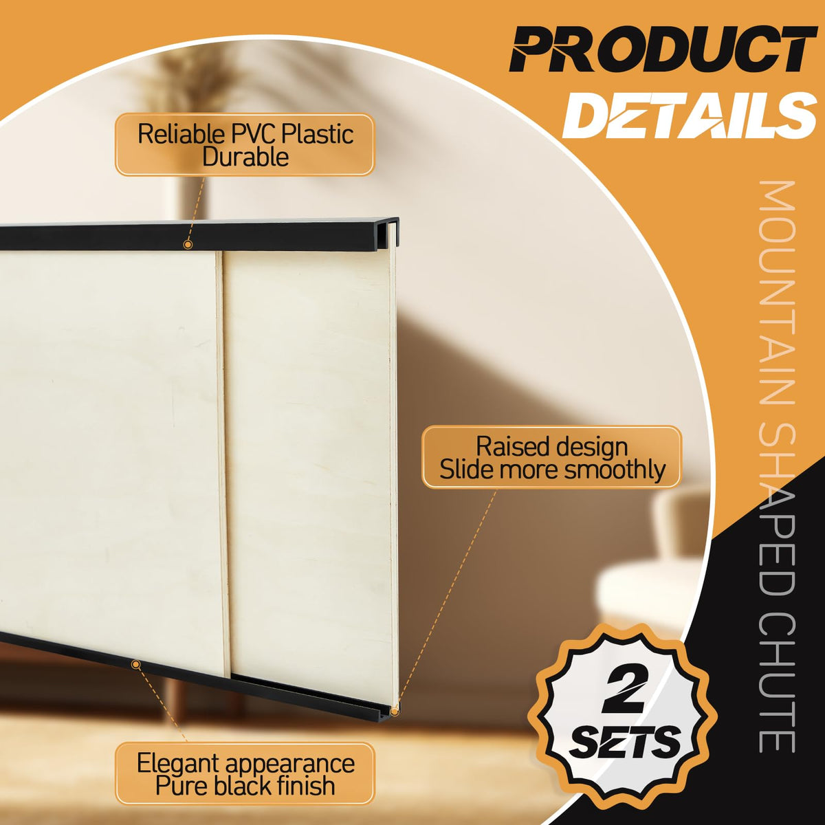 2 Sets Plastic Sliding Door Track Set B99866