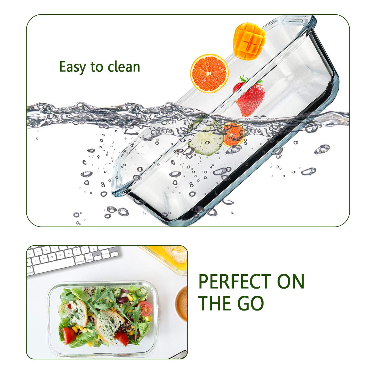 30 oz Glass Food Storage Containers with Lids S895