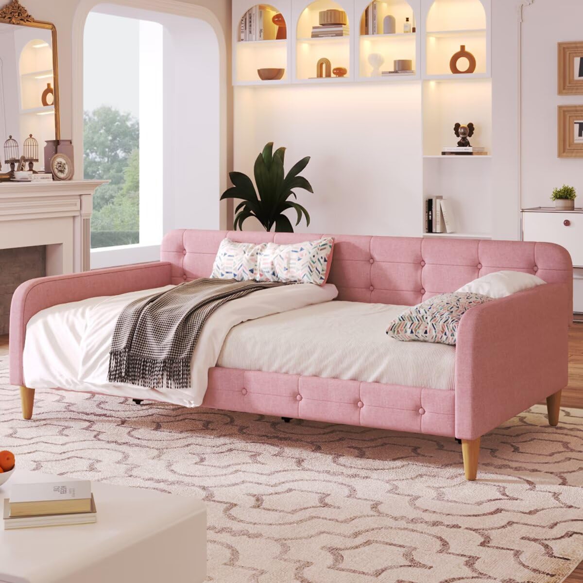 Pink Twin Size Upholstered Daybed C589952