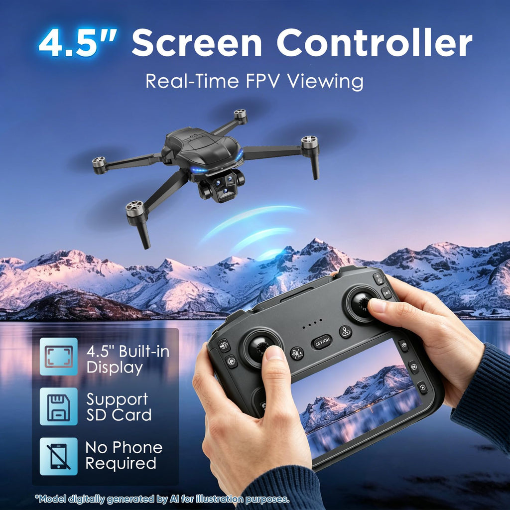 4K Camera GPS Foldable Drone with 4.5” HD Screen Controller F801