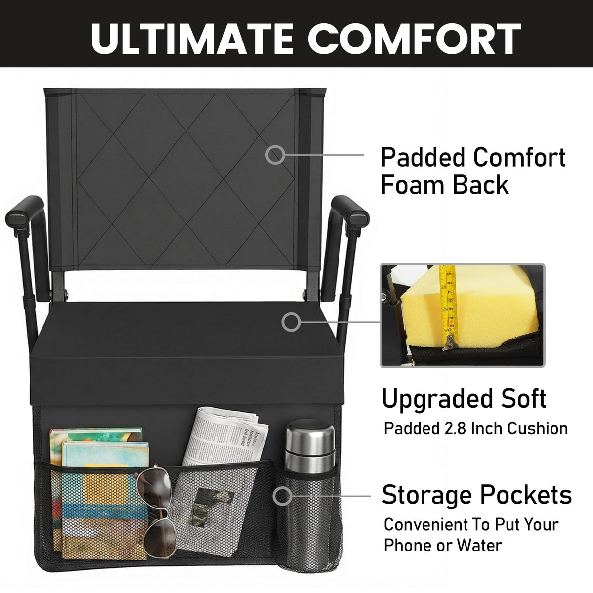 Portable Folding Stadium Seat with Back Support Y385955