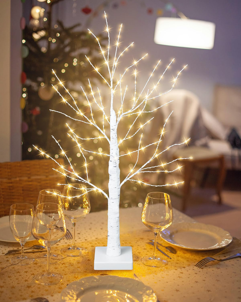 24 Inch Artificial Lighted Birch Tree with 144 LED Lights Z988744