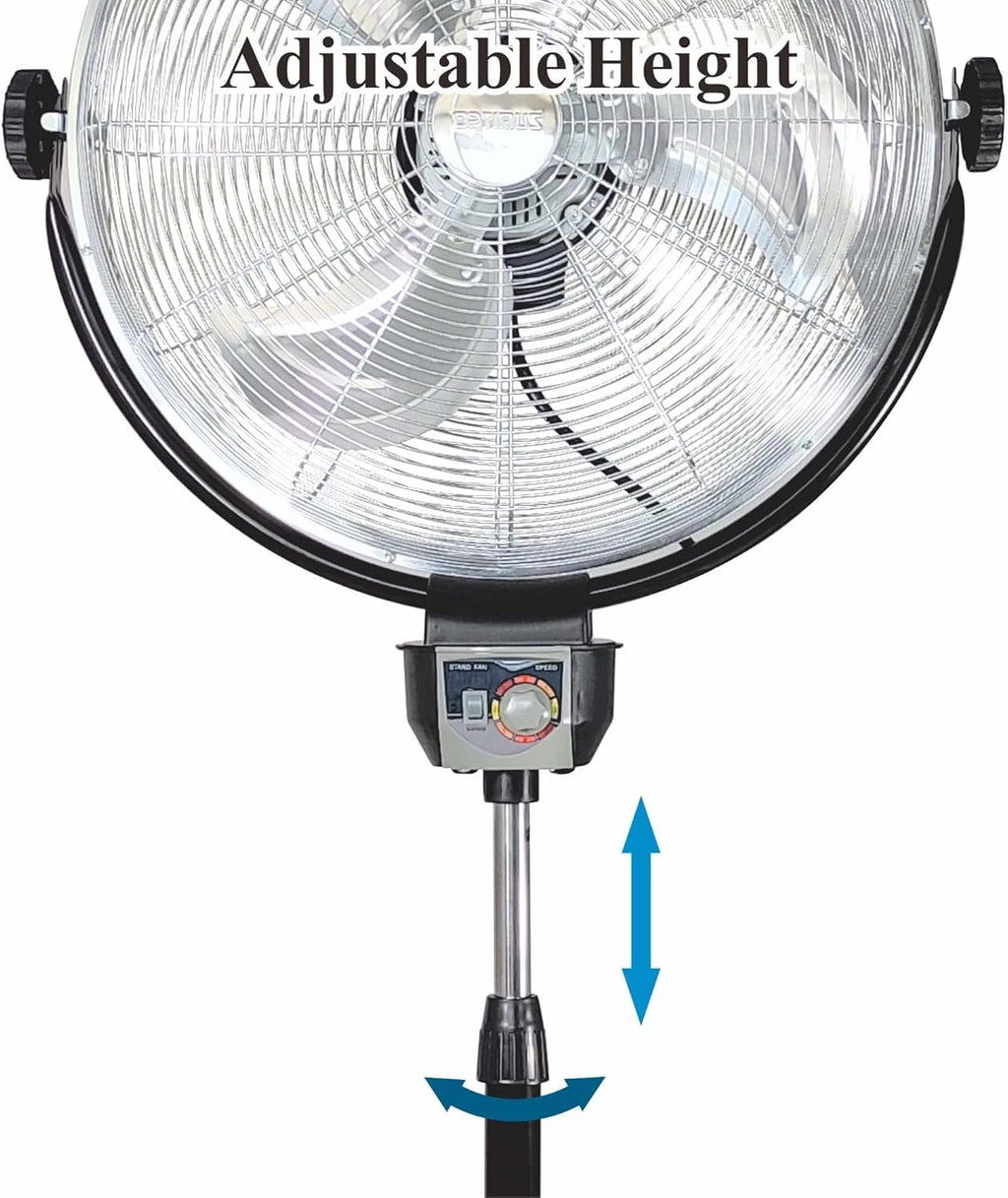 20" 3-Speed Metal Oscillating Stand Fan with Chrome Grill T398