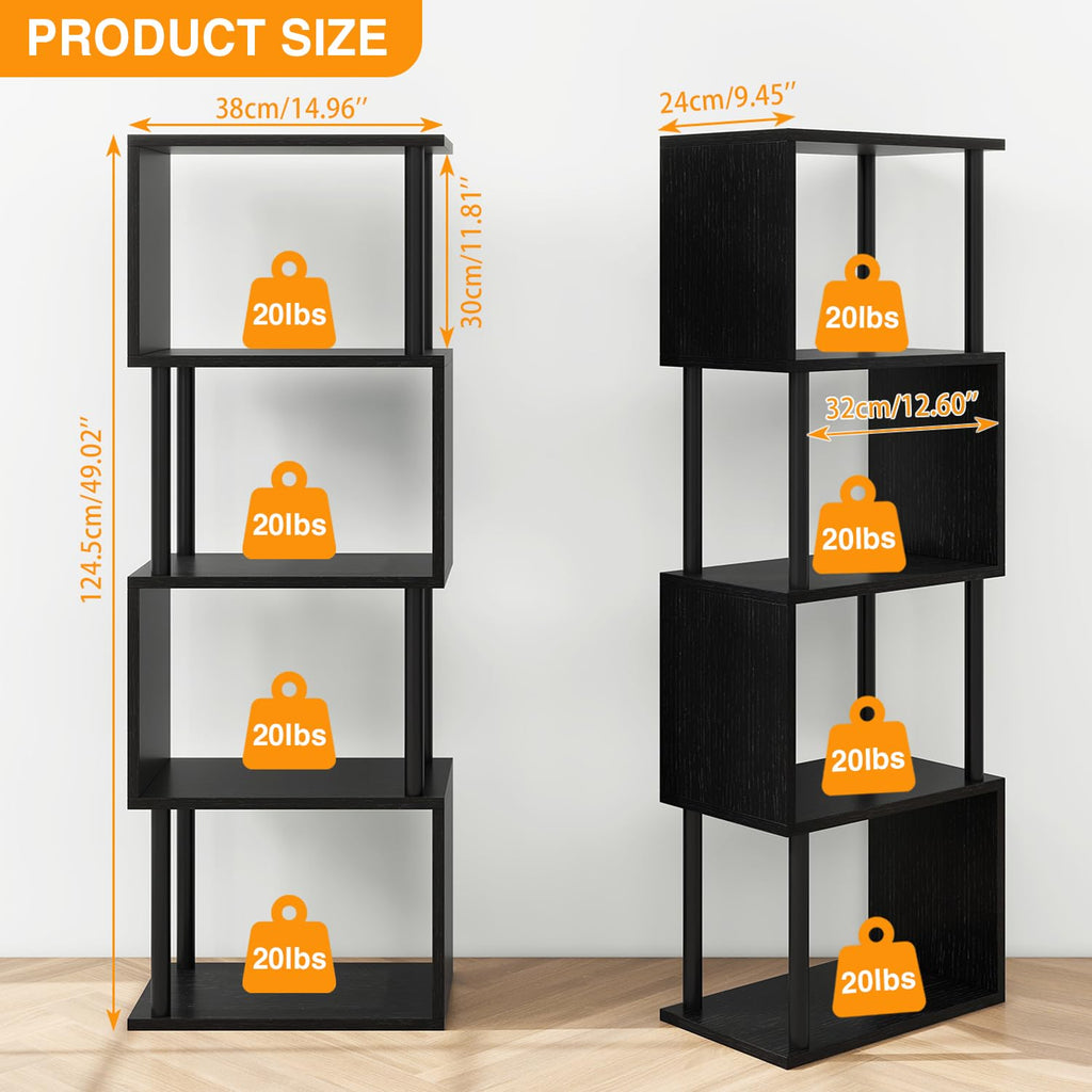 5-Tier Black Bookshelf A3916