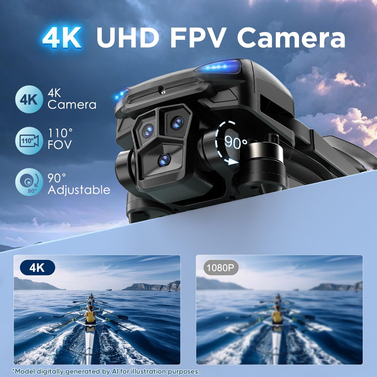 4K Camera GPS Foldable Drone with 4.5” HD Screen Controller F801