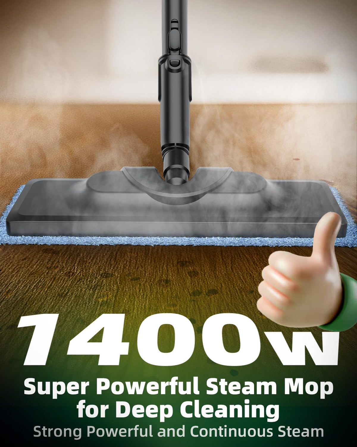 1400W 12-in-1 Steam Mop with Detachable Handheld Steam Cleaner I6602