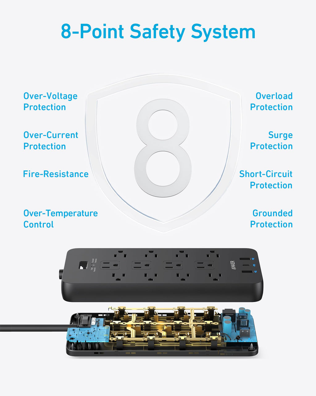 Power Strip with Surge Protector, Outlet Extender, 20W, 12 AC G69346