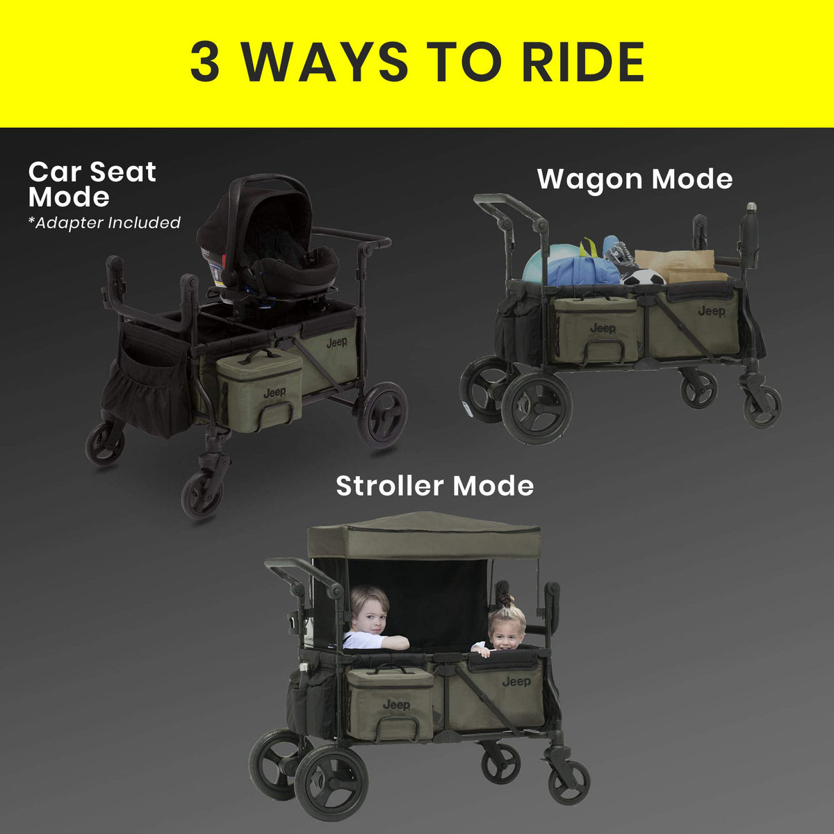 Black/Green Stroller Wagon with Cooler Bag B5427