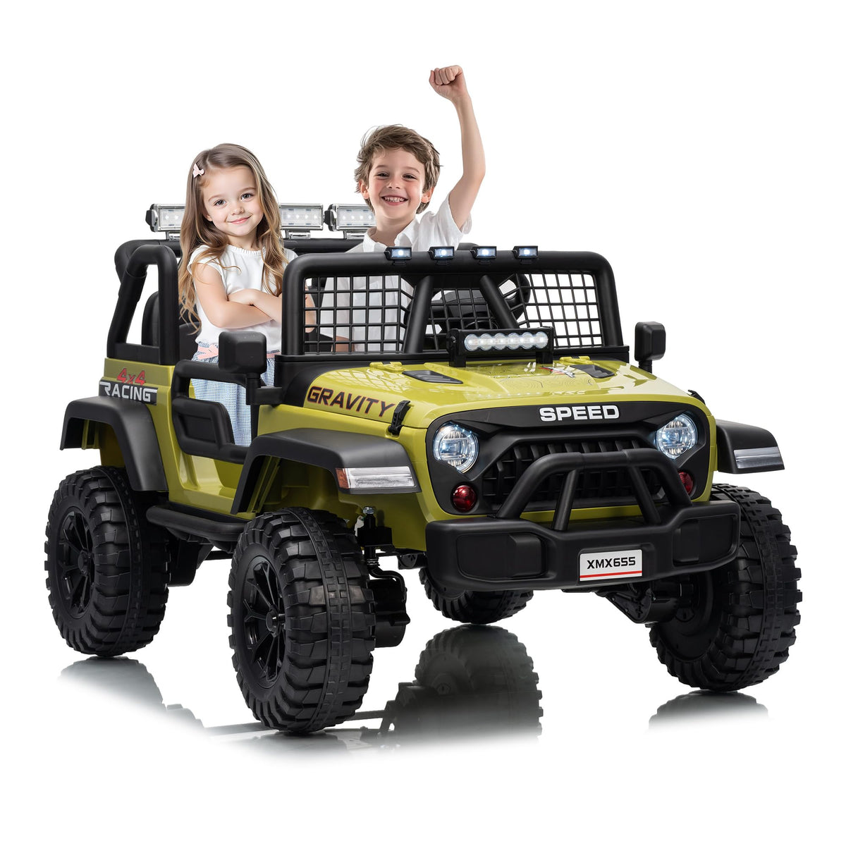 24V 2-Seater Kids Electric Truck with Parent Remote Control, Green B674321