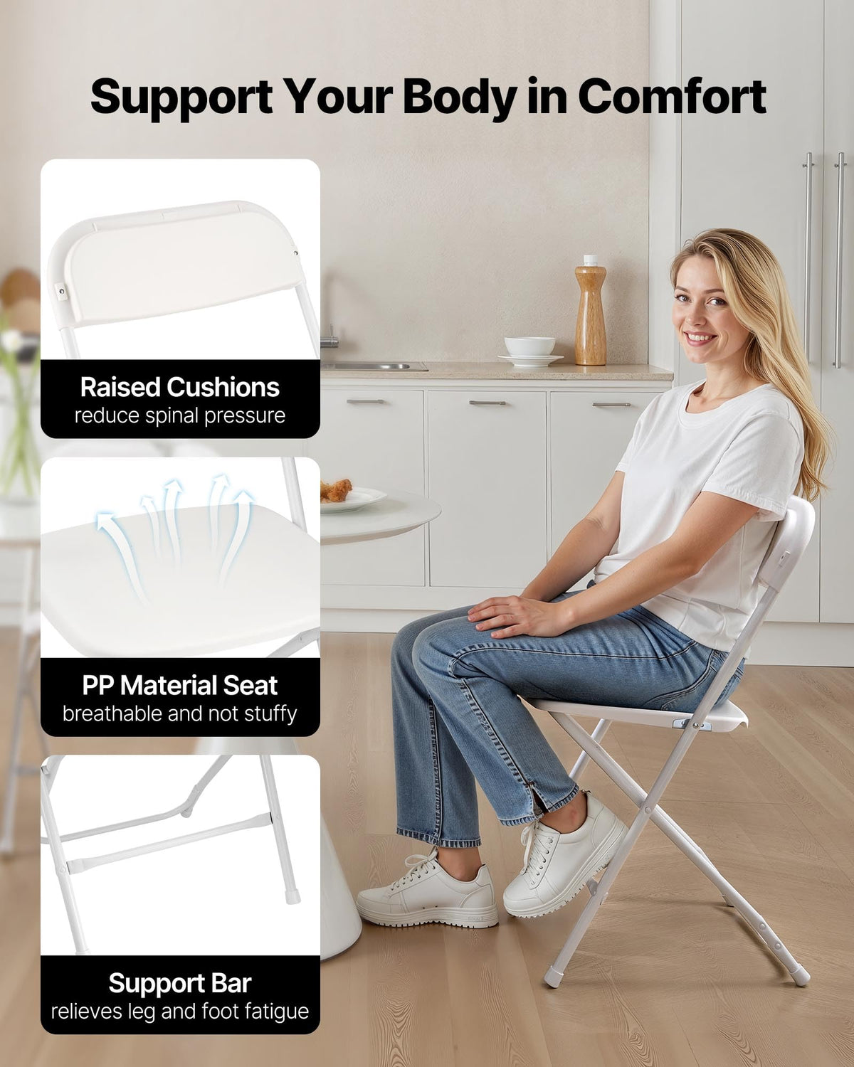 4 Pack Folding Plastic Chairs with Metal Frame S86184