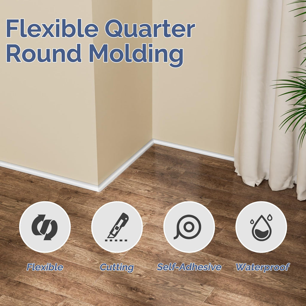 Quarter Round Molding Peel and Stick Baseboard Trim A95938