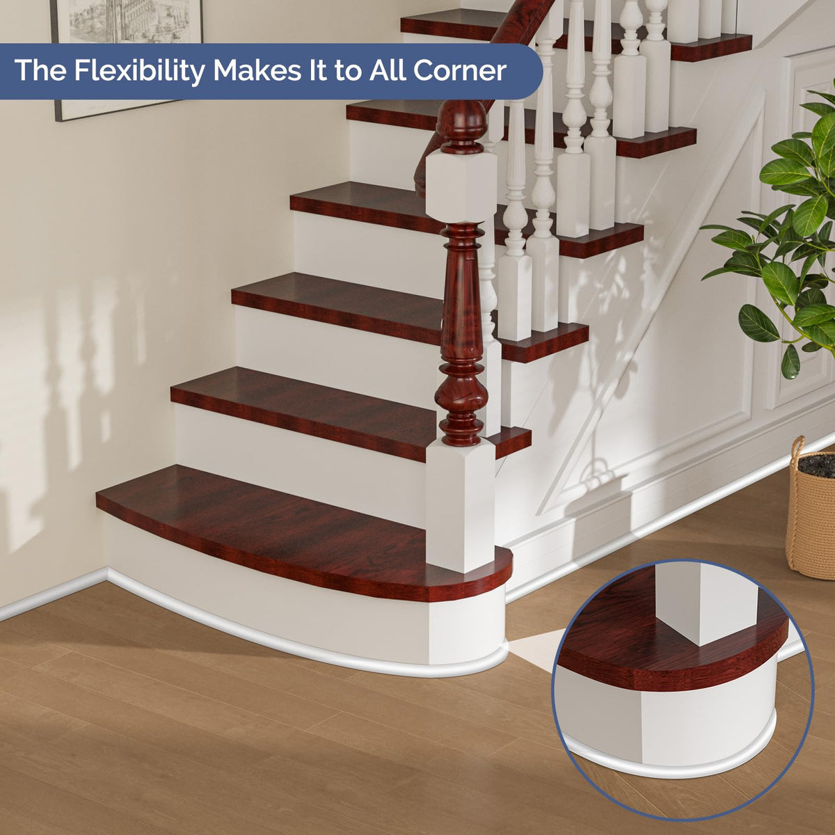 Quarter Round Molding Peel and Stick Baseboard Trim A95938