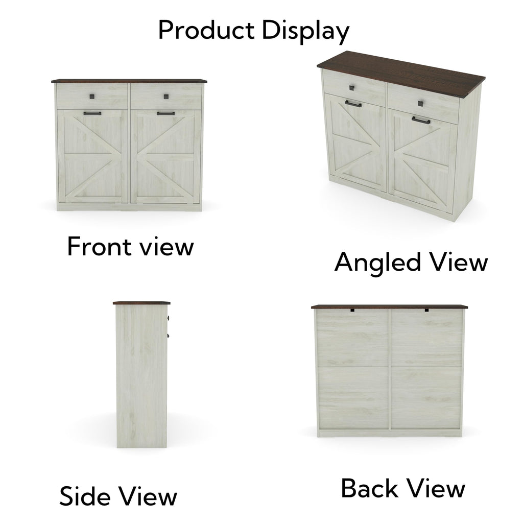 Antique White Tilt Out Trash Cabinet with 2 Drawers V7545